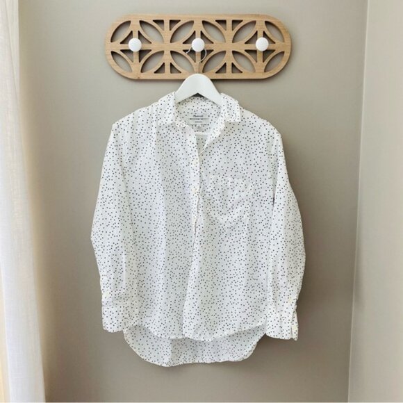 Madewell Oversized Polka Dot Button Up Top White Sz XXS - Picture 1 of 9